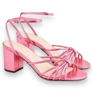 J Crew Shoes‎ WMNS 11 Pink Metallic Lucie Strappy block Heels Italian leather